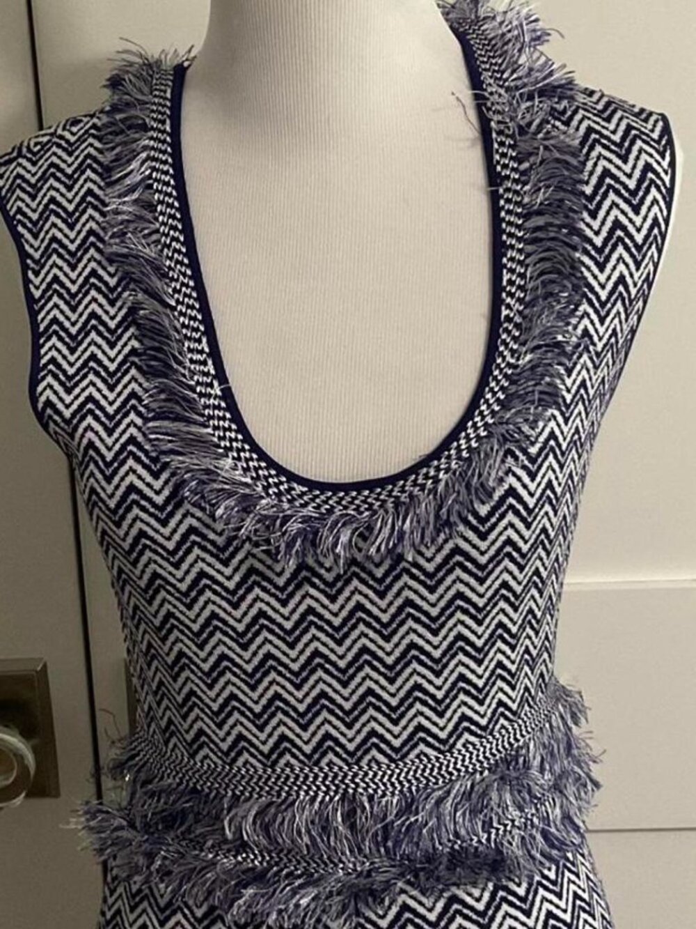 Ronny Kobo 'Tyanna Chevron Print Fringe Bodycon Dress', Size M, Stylish, Flirty - Picture 2 of 6